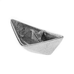 Boat Decorative Ornament, Handmade Solid Aluminum Metal, "Paper Boat" Design - Extra Large, Silver Color