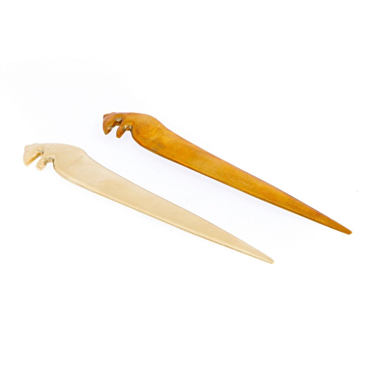 Letter Opener "Delos" Design Handmade Solid Oxidized Bronze Desk