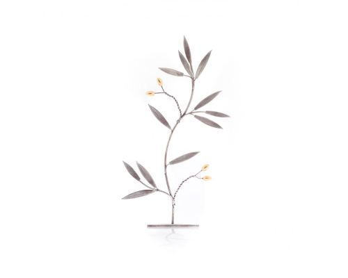 Olive Tree - Handmade Metal Decorative Tabletop Accessory - Silver & Gold, 10.6" (27cm)