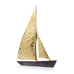 Sailing Boat - Handmade Metal Decorative Nautical Ornament - Bronze, Gold & Black - Large 9'' (23cm)