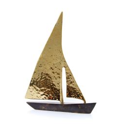 Sailing Boat - Handmade Metal Decorative Nautical Ornament - Bronze, Gold & Black - Large 9'' (23cm)