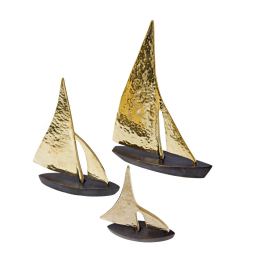 Sailing Boat - Handmade Metal Decorative Nautical Ornament - Bronze, Gold & Black - Large 9'' (23cm)