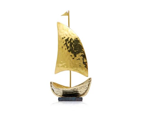 Sailing Boat - Handmade Bronze Decorative Ornament, Gold 13.5cm (5.3")