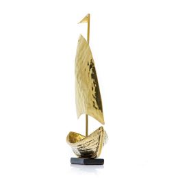 Sailing Boat - Handmade Bronze Decorative Ornament, Gold 13.5cm (5.3")