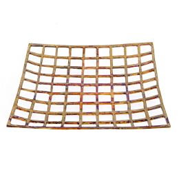 Decorative Platter - Handmade Modern Metal Tabletop Centerpiece - Checkered Pattern - Oxidized Bronze - 31x31cm (12.2'' X 12.2'')