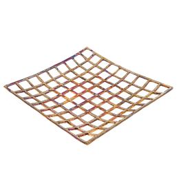Decorative Platter - Handmade Modern Metal Tabletop Centerpiece - Checkered Pattern - Oxidized Bronze - 31x31cm (12.2'' X 12.2'')