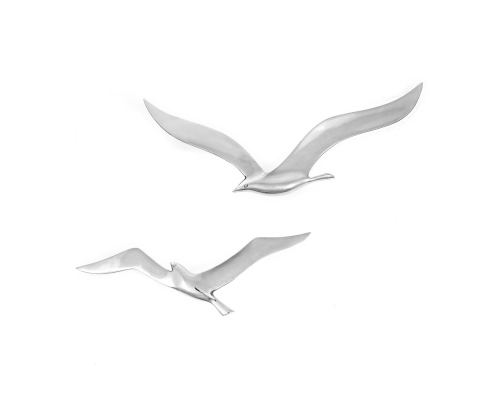Flying Seagull Bird - Handmade Metal Wall Art Decor - Silver - Small & Large