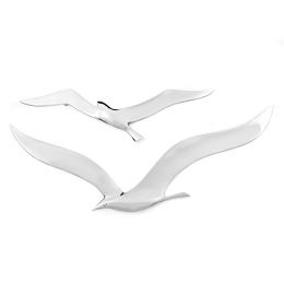 Flying Seagull Bird - Handmade Metal Wall Art Decor - Silver - Small & Large