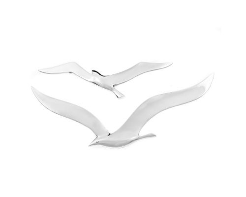 Flying Seagull Bird - Handmade Metal Wall Art Decor - Silver - Small & Large