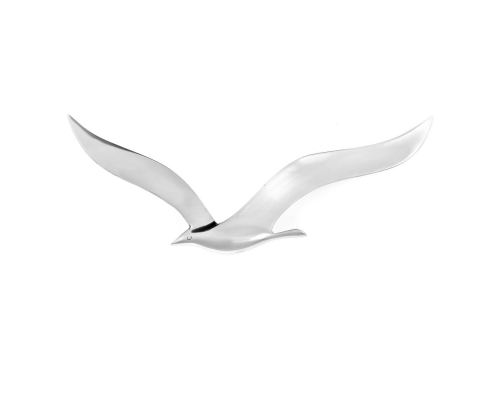 Flying Seagull Bird - Handmade Metal Wall Art Decor - Silver, Large 35cm (13.6")