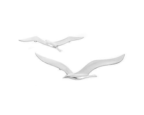 Flying Seagull Bird - Handmade Metal Wall Art Decor - Silver - Small & Large