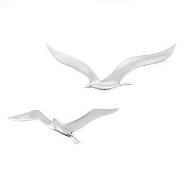 Flying Seagull Bird - Handmade Metal Wall Art Decor - Silver - Small & Large