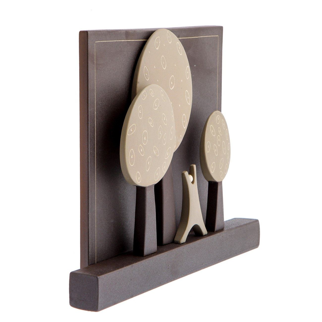 Modern Ceramic 3D Tile Wall Art Decor Sculpture Handmade "Nature" Beige, Large