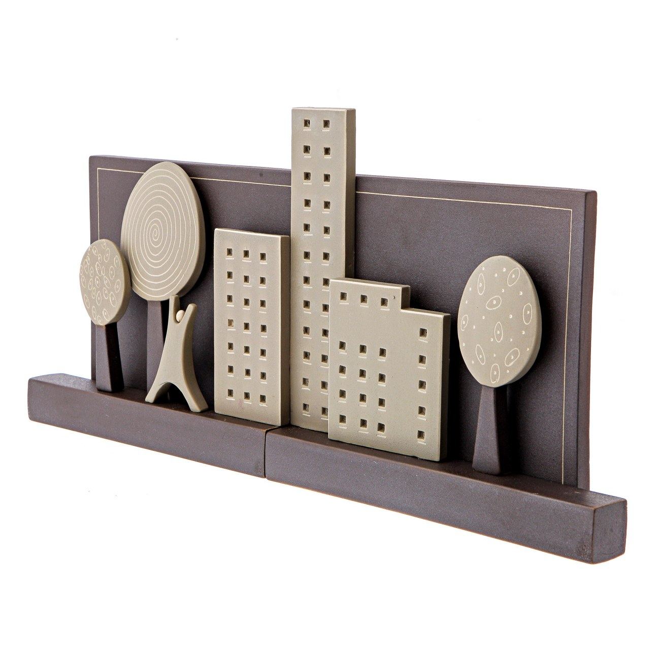 Modern 3D Handmade Ceramic Wall Art Decor Sculpture "City" Wide
