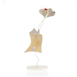 House of Love - Handmade Modern Metal Table Ornament, Gold 11" (28cm)