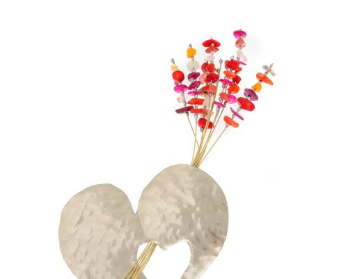 Love Heart Figure & Colorful Beads - Handmade Modern Metal Table Ornament, 11.8" (30cm)