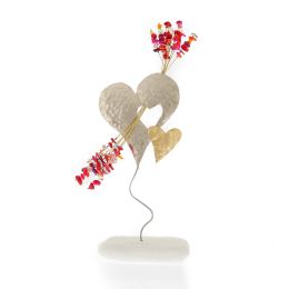 Love Heart Figure & Colorful Beads - Handmade Modern Metal Table Ornament, 11.8" (30cm)