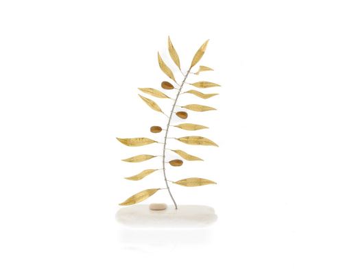 Olive Branch - Handmade Ornament, Modern Art Decor Bronze Metal, Large 10.6" (27cm)