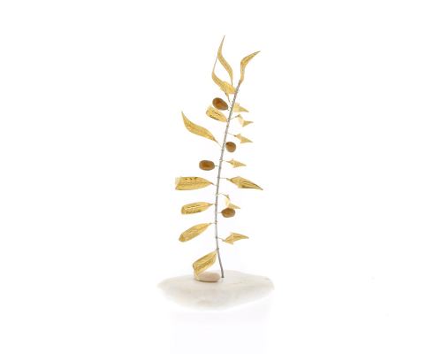 Olive Branch - Handmade Ornament, Modern Art Decor Bronze Metal, Large 10.6" (27cm)