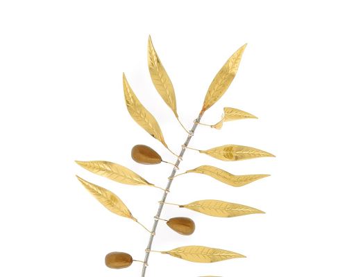 Olive Branch - Handmade Ornament, Modern Art Decor Bronze Metal, Large 10.6" (27cm)