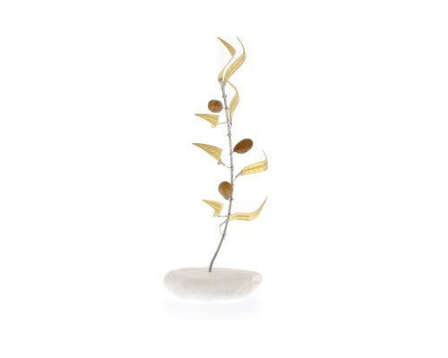 Olive Branch - Handmade Ornament, Modern Art Decor Bronze Metal, Small 8.7" (22cm)