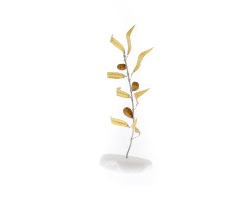 Olive Branch - Handmade Ornament, Modern Art Decor Bronze Metal, Small 8.7" (22cm)