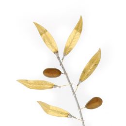 Olive Branch - Handmade Ornament, Modern Art Decor Bronze Metal, Small 8.7" (22cm)