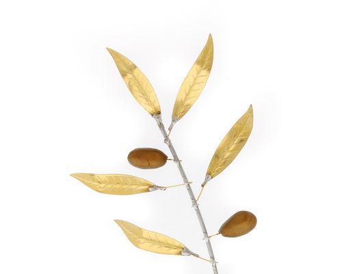 Olive Branch - Handmade Ornament, Modern Art Decor Bronze Metal, Small 8.7" (22cm)