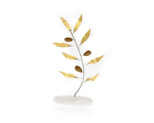 Olive Branch - Handmade Ornament, Modern Art Decor Bronze Metal, Small 8.7" (22cm)