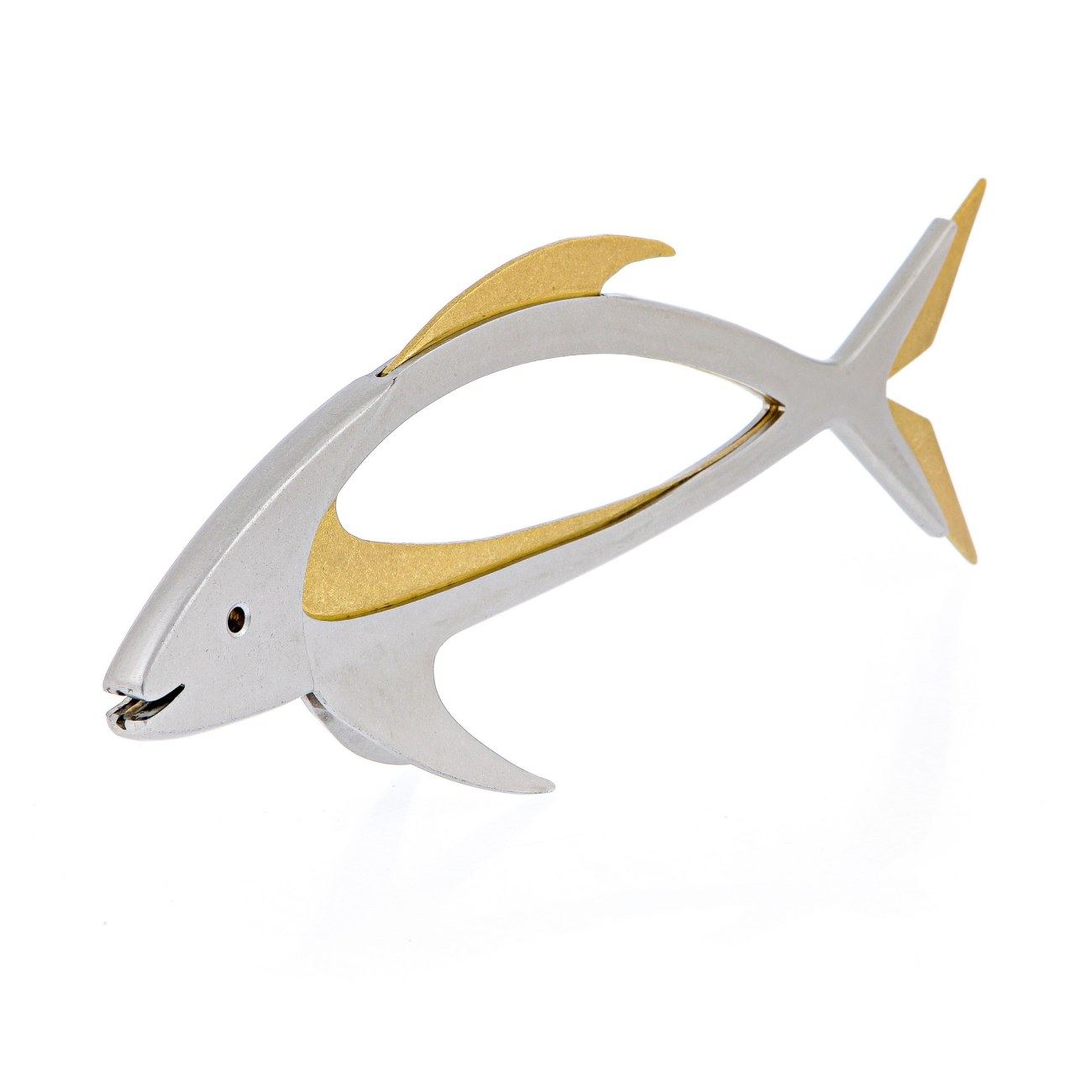 Fish Modern Sculpture Handmade Stainless Steel & Bronze Table Art