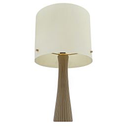Ceramic Table Lamp with Shade, Modern Handmade, Beige Large