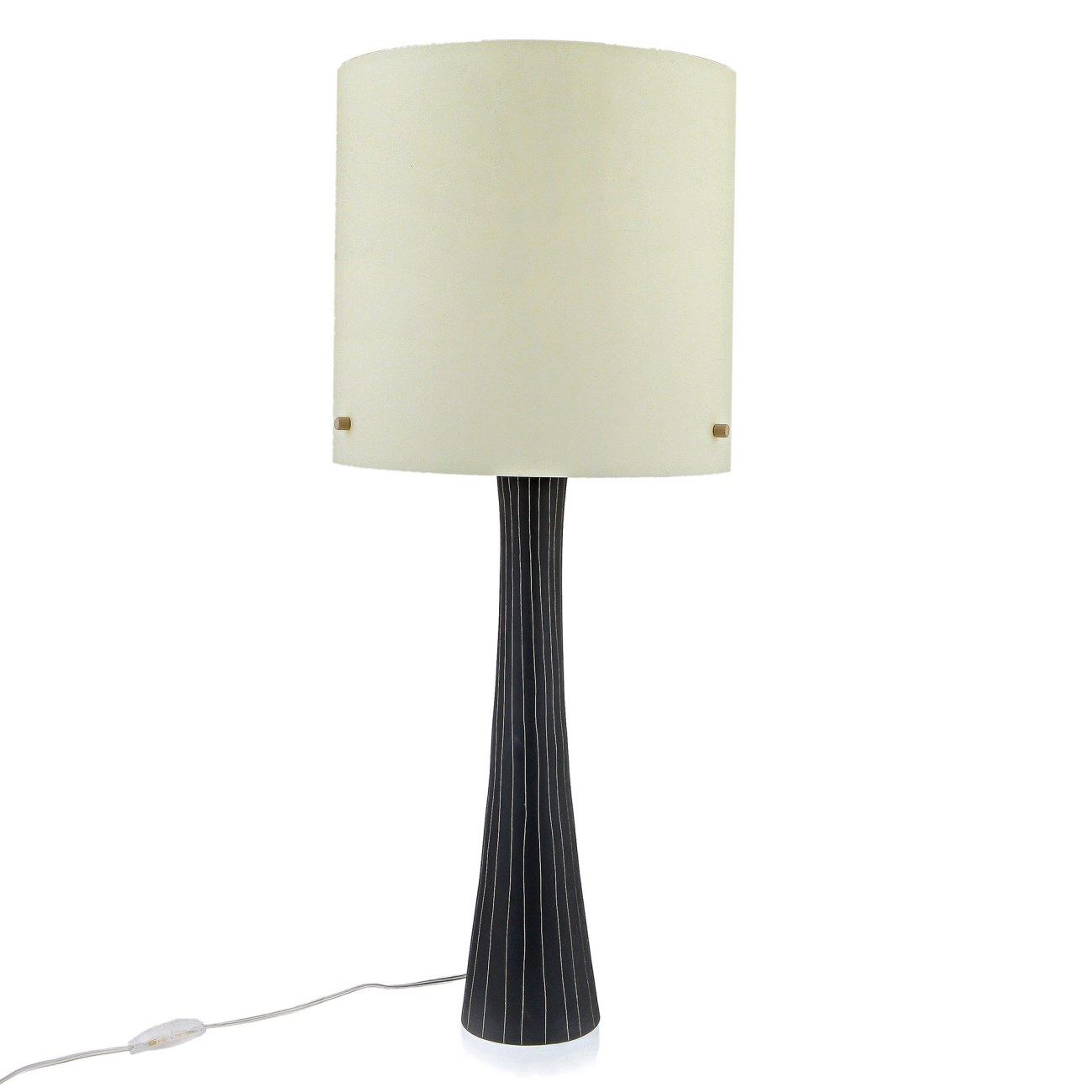 Ceramic Table Lamp With Shade Modern Handmade Grey Large