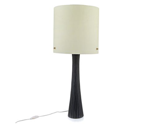 Ceramic Table Lamp with Shade, Modern Handmade, Grey Large