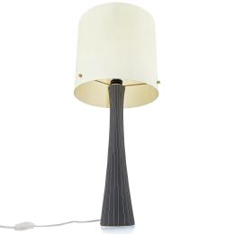 Ceramic Table Lamp with Shade, Modern Handmade, Grey Large