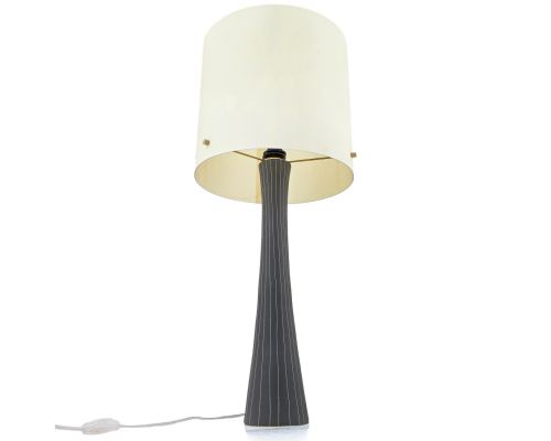 Ceramic Table Lamp with Shade, Modern Handmade, Grey Large