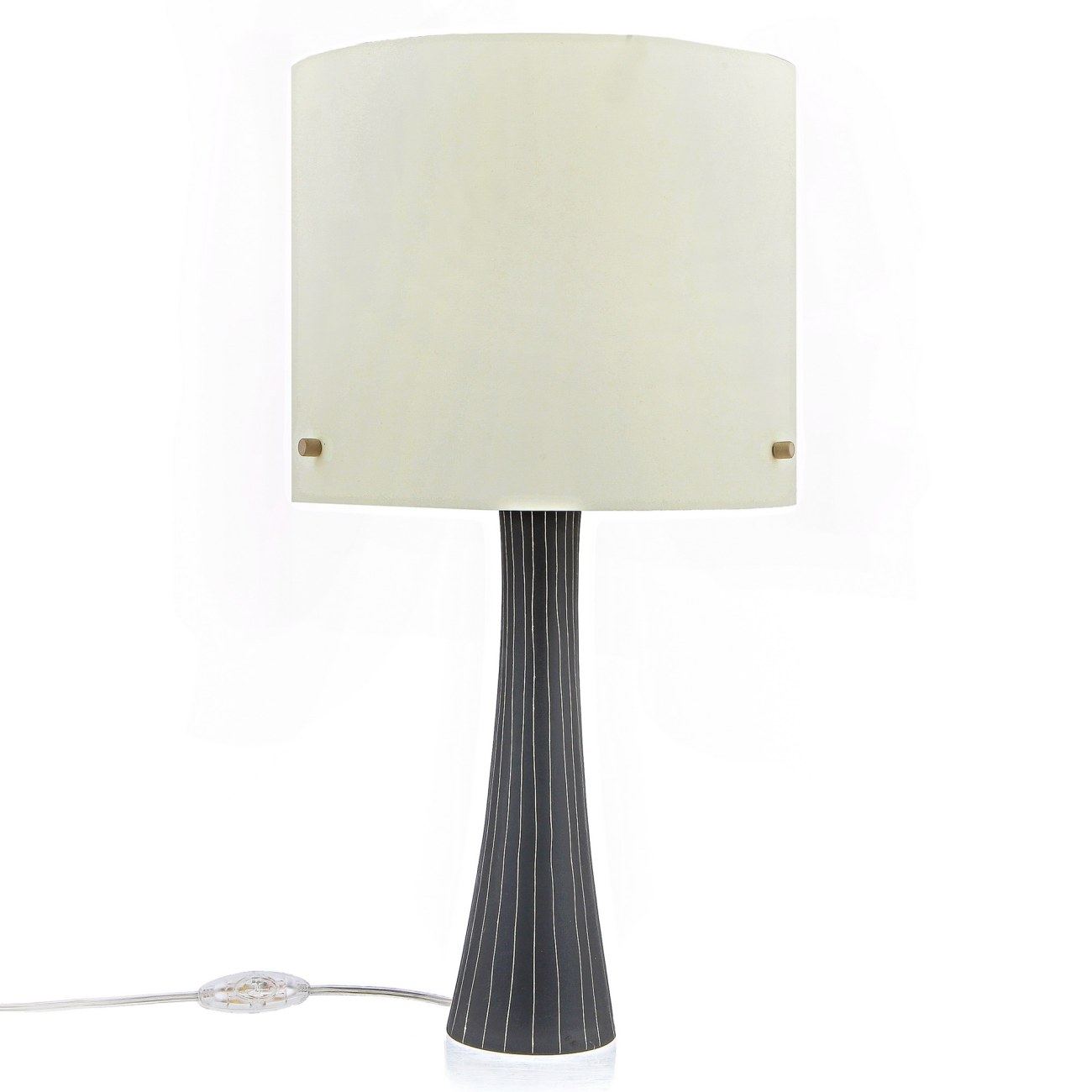 Ceramic Table Lamp With Shade Modern Handmade Grey Small