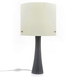 Ceramic Table Lamp with Shade, Modern Handmade, Grey Small
