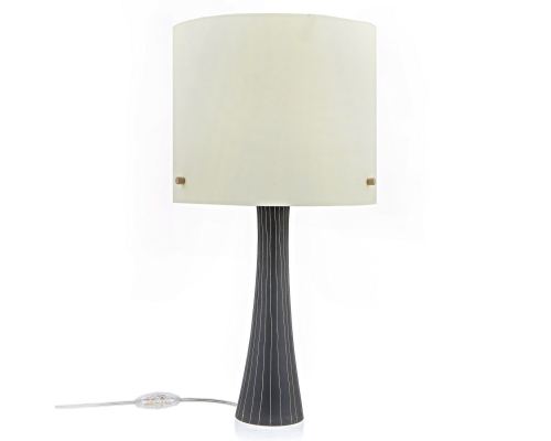 Ceramic Table Lamp with Shade, Modern Handmade, Grey Small