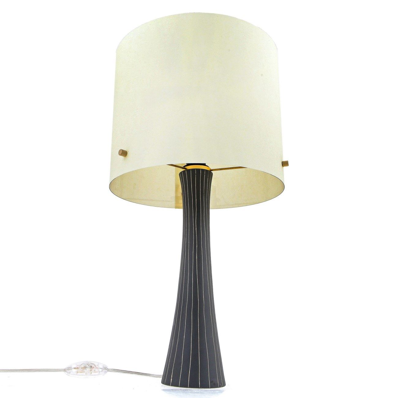 Ceramic Table Lamp With Shade Modern Handmade Grey Small