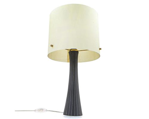 Ceramic Table Lamp with Shade, Modern Handmade, Grey Small