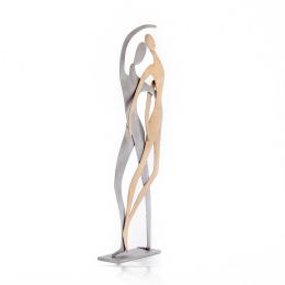 Dancing Couple Figurines - Modern Handmade Metal Table Art Decor- Silver & Gold - Small 28cm (11")