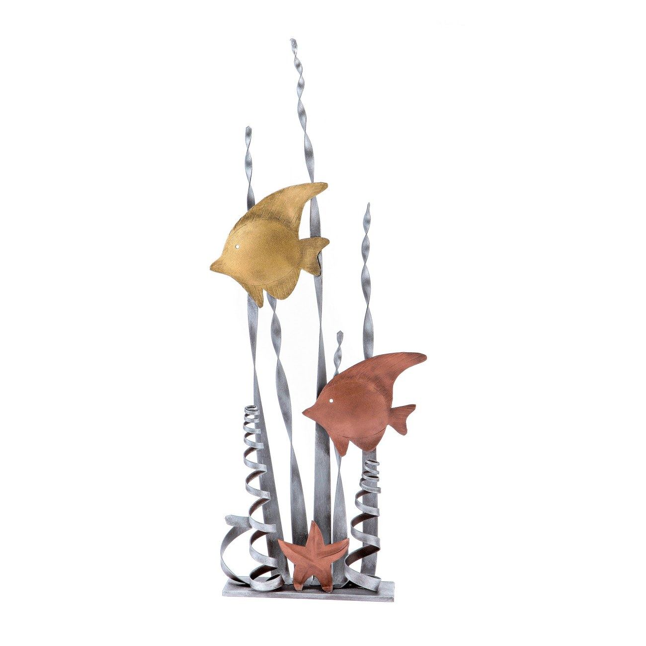 Tropical Fish Figurines Modern Handmade Metal Table top Sculpture Small