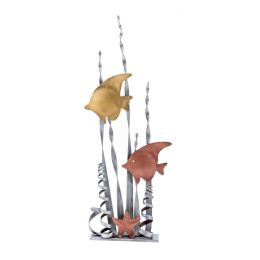 Tropical Fish Figurines - Modern Handmade Metal Table top Sculpture - Small