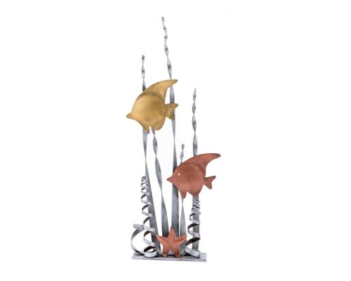 Tropical Fish Figurines - Modern Handmade Metal Table top Sculpture - Small