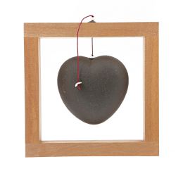 Καρδιά Μαύρη - Κεραμικό Διακοσμητικό με Ξύλινο Πλαίσιο - Μεγάλο 