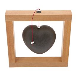 Modern Love Heart - Handmade Ceramic & Wood Framed Art Decor - Black - Large 8x8'' (20x20cm)