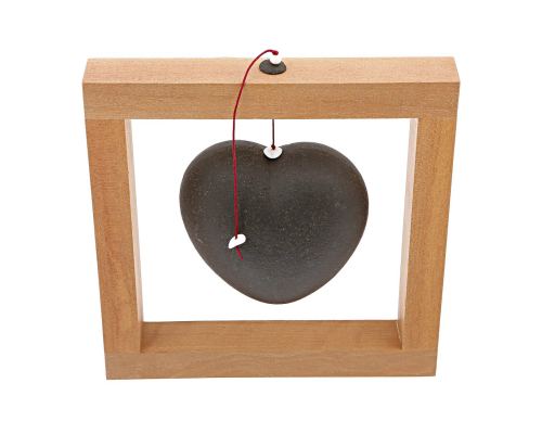 Modern Love Heart - Handmade Ceramic & Wood Framed Art Decor - Black - Large 8x8'' (20x20cm)