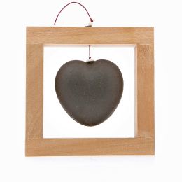 Καρδιά Μαύρη - Κεραμικό Διακοσμητικό με Ξύλινο Πλαίσιο - Μικρό