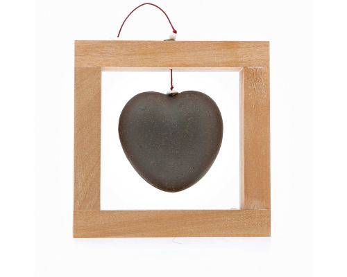 Modern Love Heart - Handmade Ceramic & Wood Frame Art Decor - Black - Small 6.3x6.3'' (16x16cm)