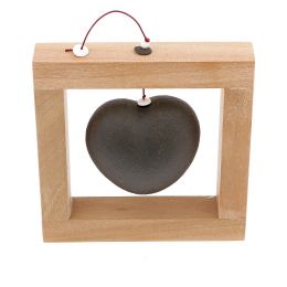 Καρδιά Μαύρη - Κεραμικό Διακοσμητικό με Ξύλινο Πλαίσιο - Μικρό